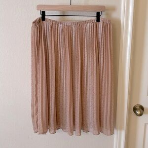 LC Lauren Conrad Pleated Floral Lined Midi Skirt Feminine Tan Peach Size Large